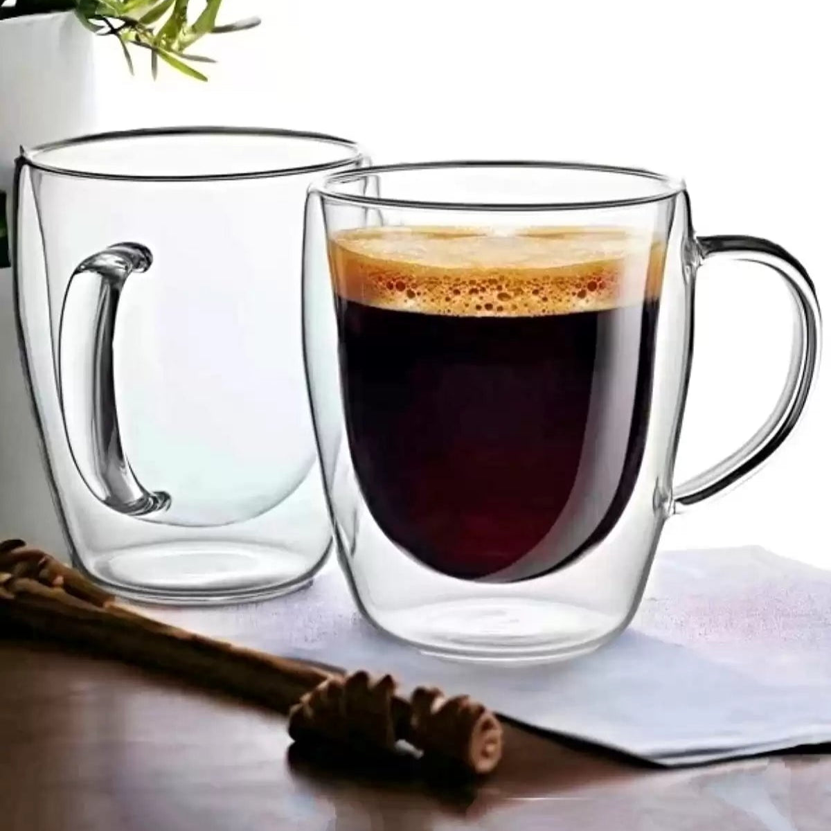 CoffePress Çift Camlı Espresso Kupa - 250 ml - Çift Katlı Isı Yalıtımlı Kulplu