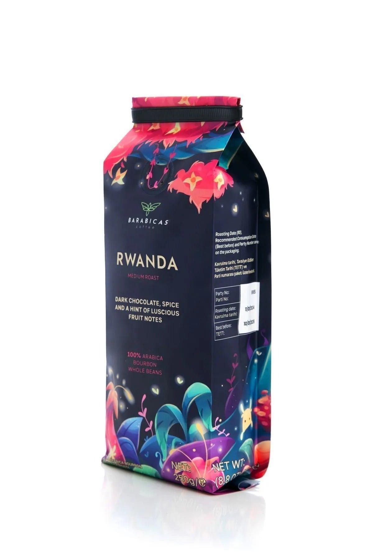 BARABICAS Rwanda 100% Arabica Bourbon - Medium Roast - Çekirdek Kahve - 250gr